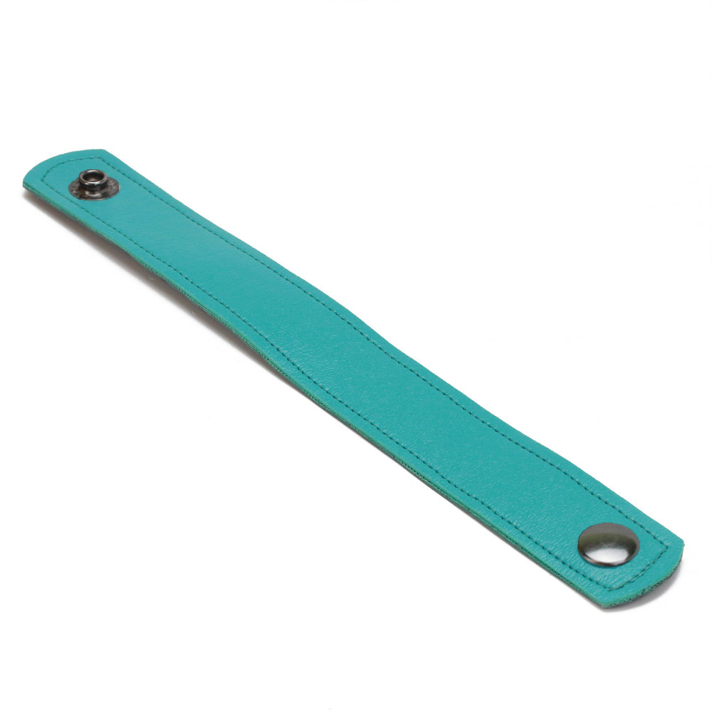 Leather & Faux Leather Vegan Faux Leather Cuff Bracelet 1" Turquoise with Stitching, 7" Long